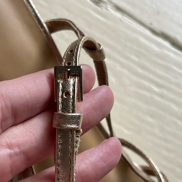 NEW Reformation Metallic Gold Ava Wedge Espadrille Sandal Size 10 - Picture 5 of 11